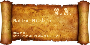Mahler Milán névjegykártya