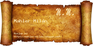 Mahler Milán névjegykártya